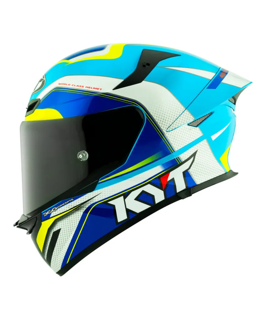 KYT TT Revo Grand Prix White Light Blue - Helmet